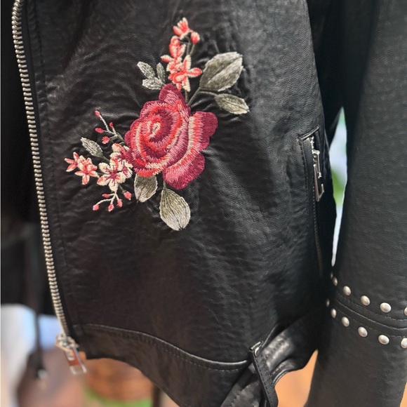 Black Studded Floral Embroidered Jacket, XXL - Picture 3 of 9